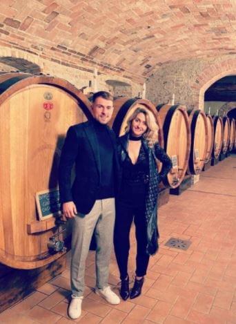Colleen Rowland with her husband Aaron Ramsey at the wine vineyard.